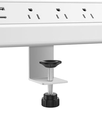 Desk Clamp Power Strip,40W Fast Charging Station,Desktop Mount Surge Protector,2 PD 20W USB C Ports,3 Outlets for Home,Office,Fit 1.9" Tabletop Edge (White, 3 Outlets & 4 USB Ports & 25 FT Cable)