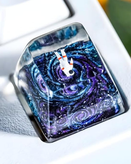 Aesthetic Galaxy Astronaut Artisan Keycap R1 SA Profile Custom Astronauts Keycaps 1U ESC Space Explorer Handmade Gaming Resin Key Cap Cherry MX Switch Compatible Mechanical Keyboard Space Lover Gift
