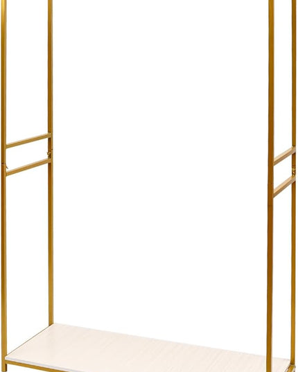 Gold Clothing Rack, Wedding Dress Garment Rack Multi-functional Clothes Organizer Retail Display Racks with Bottom Storage Shelf for Hanging Clothes Dresse Scarve Towel, 47.24" L x 17.71"W x 74.8" H