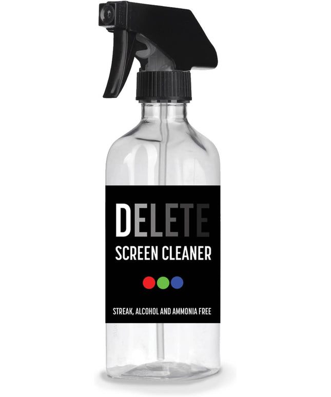 Delete Screen Cleaner 16oz Spray Bottle | Premium Streak-Free, Alcohol & Ammonia-Free Solution for All Devices | Gentle, Odorless & Easy to Use | Improves Visibility & Longevity of Screens