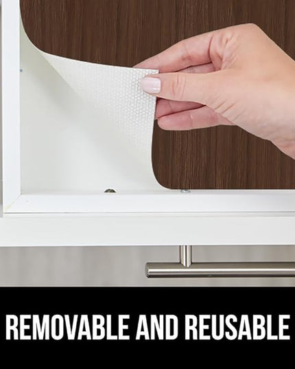 GORILLA GRIP DripGuard Shelf Liner, Non Adhesive Drawer and Kitchen Cabinet Protector, Slip Resistant BPA Free Smooth Surface Plastic Liners for Cabinets, Bathrooms, Closets, 17.5x240 Inch, Wood