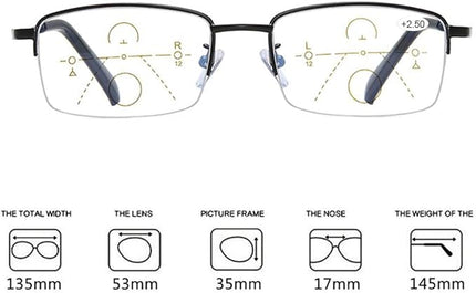 Progressive Multifocus Computer Reading Glasses Blue Light Blocking No Line Lenses Multifocal Readers for Men and Women