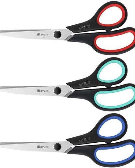 School Office Scissors Bulk, Set of 24-Pack, 8" All Purpose Sharp Scissors with Comfort-Grip Handles for High/Middle School Student Teacher, Office Home Sewing Fabric Supplies, for Right Left Handed