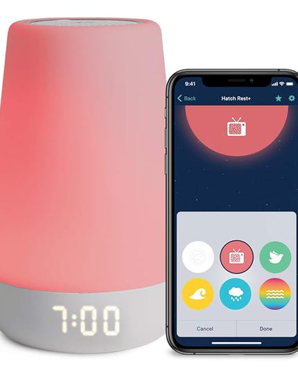 Hatch Rest+ 1st Gen Baby Sound Machine, Night Light, Time-to-Rise Plus Audio Monitor, White Noise Soother, Toddler Sleep Trainer, Kids Alarm Clock, Nightlight