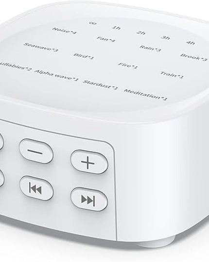 Sleepbox Sleep White Noise Sound Machines with 25 Soothing Sounds 36 Volume Levels 5 Timers Visible Sound Catalog Portable Size Memory Function for Home Office and Travel