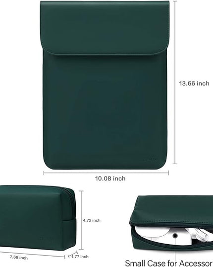 MOSISO Laptop Case 13 inch, 13 inch Laptop Sleeve Compatible with MacBook Air M4 M3 M2 M1 2025-2018 / Pro M2 M1 2025-2016, Faux Suede Leather Case with Small Bag, Peacock Green