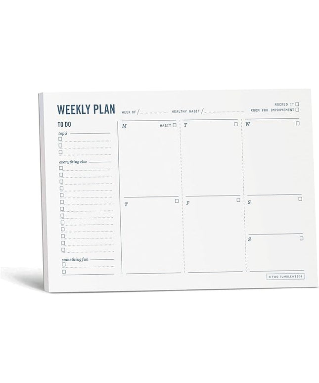 Weekly Planner Pad - Undated 6x9" Weekly To-Do List Notepad with Calendar and Task List, Perfect Desk Organizer for School & Work | 50 Tear Off Sheets