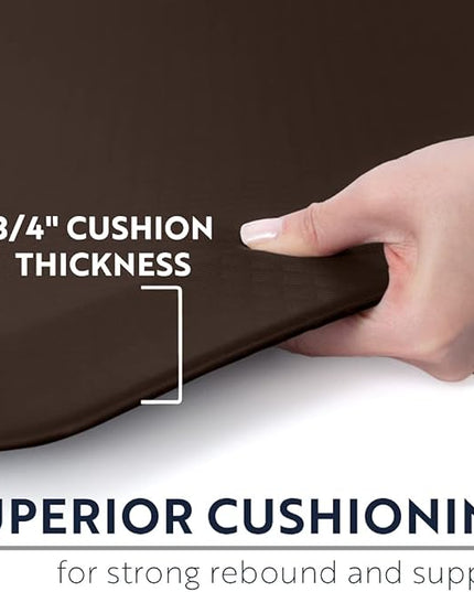 KANGAROO Thick Ergonomic Anti Fatigue Mats for Kitchen Floor, Cushioned Standing Office Desk Mat, Waterproof Scratch Resistant Topside, Supportive All Day Comfort Padded Foam Rugs, 20x32, Brown