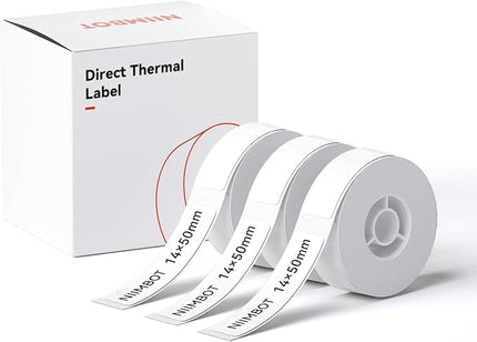 NIIMBOT Label Maker Tape for D11/D110/D101 Label Maker, 14 x 50 mm (0.55'' x 1.97''), 3Rolls for Home Office Labeling Tape Replacement, White