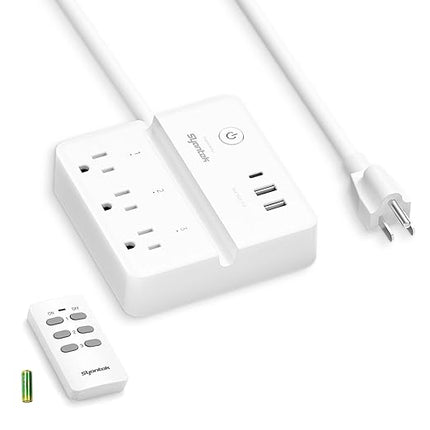 Remote Control Power Strip with 3 RF Controlled Outlets Surge Protector Power Strip with 3 USB Ports, Phone Holder, 15A/1875W 4ft Cord Remote Control Outlet Plug for Home Office