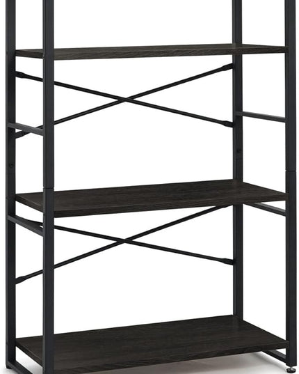 CAPHAUS 3 Tier Small Bookshelf, 24 Inch Width Free Standing Shelf, Bookcase Shelf Storage Organizer, Industrial Book Shelves for Home Office, Living Room, Black Shelves & Metal Frame