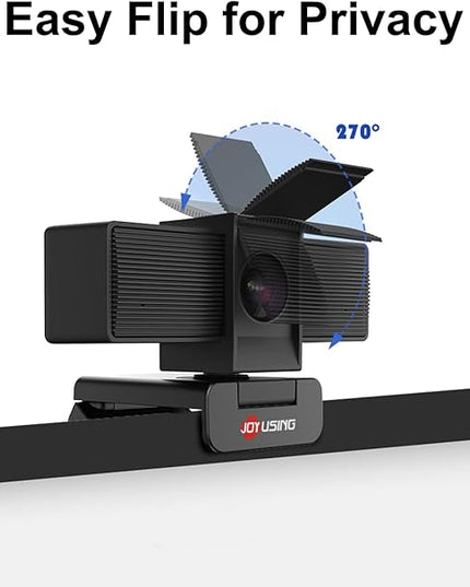 JOYUSING Flip600S 4K Webcam for PC, Ultra HD Webcam with tripod, PDAF Autofocus, Noise-Cancelling Mics, 79° FOV, Auto Light Correction, Privacy Cover, for Conference, Streaming, Zoom/Teams/Google Meet