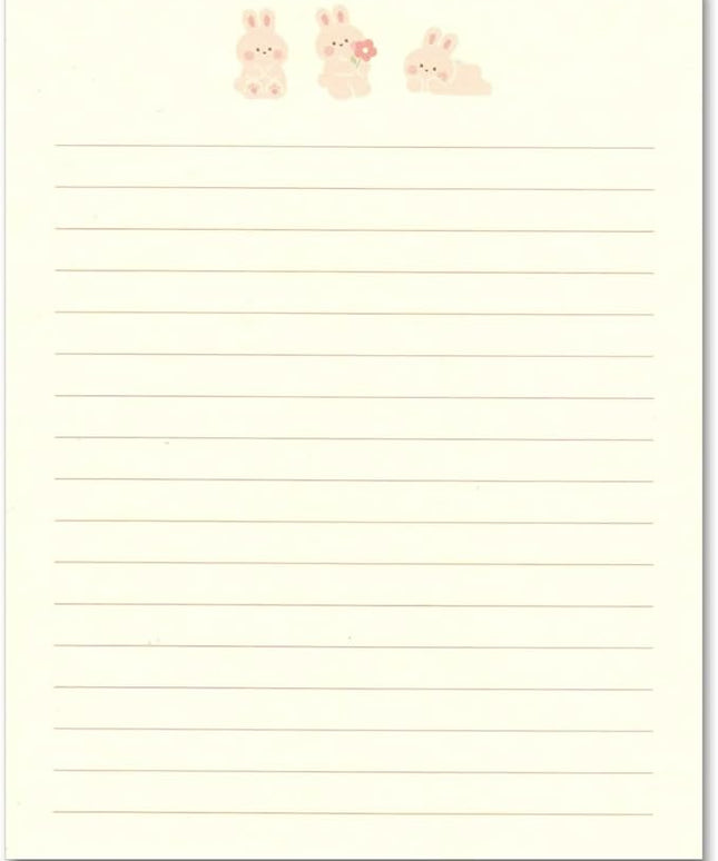 KUDOS.JP Cute Kawaii Japanese Stationery Letter Writing Paper with 12 Writing Papers and 6 Envelopes and Rabbit Fluffy 6 Sealing Gift Set for Teen, Girls, Kids