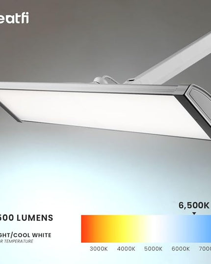 Neatfi Ultra 3,500 Lumen LED Desk Lamp, 45W, 26-Inch Wide Metal Shade, 270 SMD LEDs (Non-CCT with Clamp, Silver)