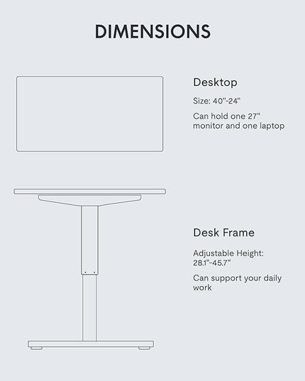 FLEXISPOT EN1 One-Piece Standing Desk with 1-Inch Thick Desktop, 40"x24" Electric Height Adjustable Desk for Home Office & Multi-Device Workstations, White