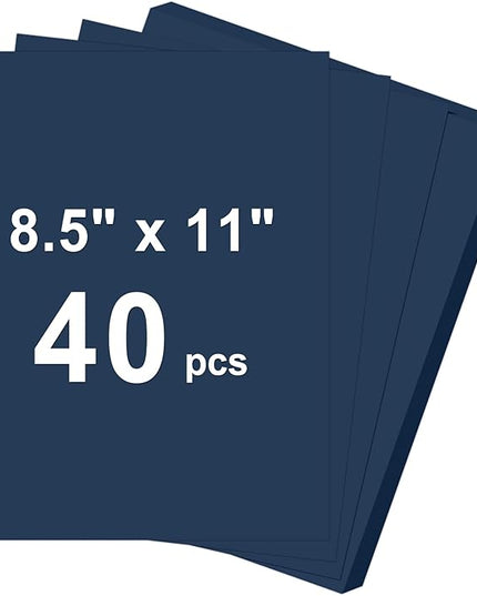 40 Sheets Cardstock 8.5x11, 65lb Darkblue Card Stock, Construction Paper, 180gsm Thick Printer Paper for Printing, Painting, Card Making, Kids School Supplies,Party Decorations