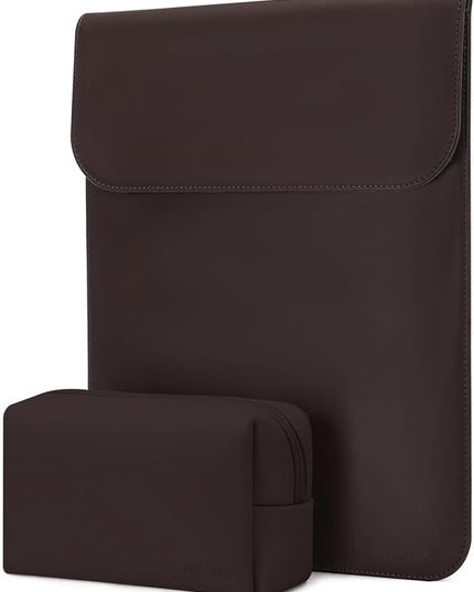 MOSISO Laptop Case 13 inch, 13 inch Laptop Sleeve Compatible with MacBook Air M4 M3 M2 M1 2025-2018 / Pro M2 M1 2025-2016, Faux Suede Leather Case with Small Bag, Chestnut Brown