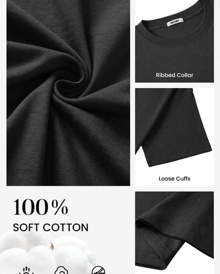 COOFANDY Men's Cotton T-Shirts Oversized Shirt Short Sleeves Streetwear Loose Fit Summer Tee Tops Washed Basic Unisex Shirts