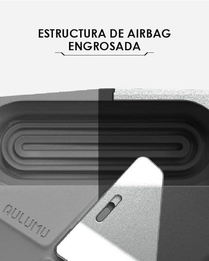 Aulumu A09 Geometric AirPods Pro 2 Case [2nd/1st Generation] with Lock | Protective Cover with Nylon Buckle | Alloy Armour | Compatible with Apple AirPods Pro(2023/2022/2019) - Gray
