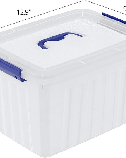 Vababa 4-Pack 10 L Clear Plastic Latch Storage Boxes with Lids