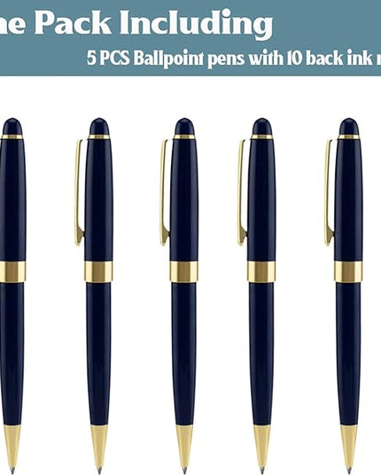 Ancolo Personalized Fancy Pens Quality Advertising Buesiness Gift Office Writing Set- Engraved with Your Message Name Company Team Name, Phone Number Perfect for Business Men 5 Pens/BOX