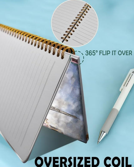 Spiral Journal Notebook for Women,A5 College Ruled Notebooks 6"x 8.4", 120 Pages (60 Sheets) Lined Journal with Premium Thick Paper,Perfect for School Office Home(Street in Paris)