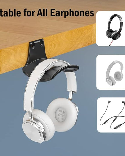 SIROLISA 2-Pack Never Fall Headphone Hooks Hanger Wall Mount, Headset Holder Stand for Universal Gaming Headset Airpods Max Sony Bose Beats, Strong Adhesive by Screws