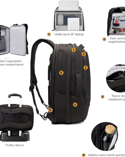 Knack Small Series 2 Laptop Backpack Fits up to 16 Inch Laptops - Knack Bags Carry-On Backpack, TSA Approved, Expandable Travel Backpacks With 2 Day Outfit Capacity, Midnight Black
