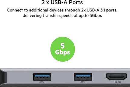 Belkin USB-C Hub, 5-in-1 MultiPort USB-C Docking Station for MacBook & Windows w/ 4K HDMI 1.4, 2x USB-A 3.1, SD 3.0, & Micro SD 3.0, & 5Gbps Data Transfer for Home, Office, & Travel, PVC002