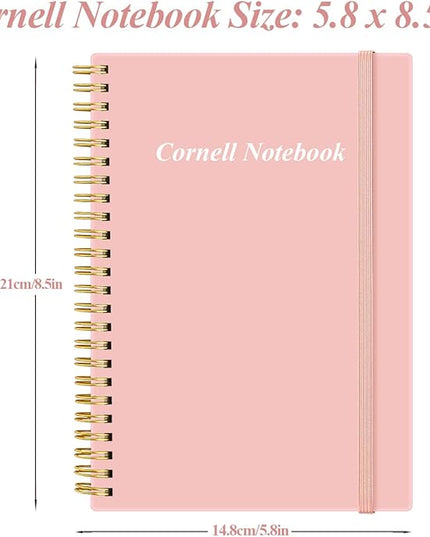 Yaridar A5 Cornell Notes Notebook - College Spiral Cornell Notebooks for Note Taking, Subject College Ruled Notebook Steno Pads for Office/School/Home, 5.8" x 8.5", Pink
