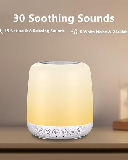 White Noise Sound Machine for Sleep Portable Sound Machine with 30 Soothing Sounds 12 Night Light Colors 4 Timer Sleep Machine for Baby Adults, Smart App Control, Touch Control