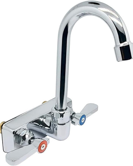 Stainless Steel Wall Mount Hand Basin with Gooseneck and Side Splash Guard. (16" x 12" Side Splash) Deep x long