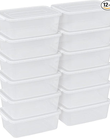 Sandmovie 12 Packs 14 Quarts Latch Containers with Lid, Plastic Clear Storage Bins