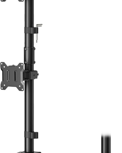 monTEK Stable Vertical Dual Monitor Mount, Stacked Desk Stand for Two 17-32 inch Screens, Full Motion Arm with Tilt, Swivel, Rotation, Supports 22 lbs per Arm, C-Clamp/Grommet Base, VESA 100×100mm Max