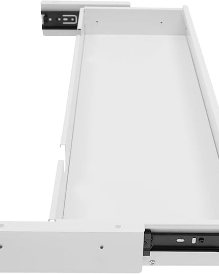 FFanhia 30 Inch Under Desk Mounted Sliding Pull-out Drawer Storage for Sit Stand Workstation Office(Applicable Table Thickness: 0.79in) White