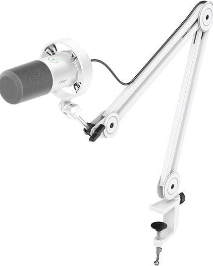 FIFINE Podcast XLR/USB Microphone Kit, Studio Dynamic Vocal Mic for Recording, Streaming, Voice-Over, PC Microphone with Boom Arm with Mute, Headphone Monitoring, Metal-AmpliTank K688T White