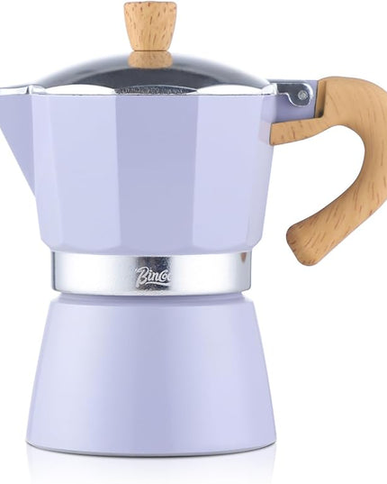 Bincoo Cute Espresso Maker Stovetop - Small Moka Pot 2 Espresso Cups/120ML,Espresso Pot Italian Coffee Maker for Home Camping Cafe Office (Purple)