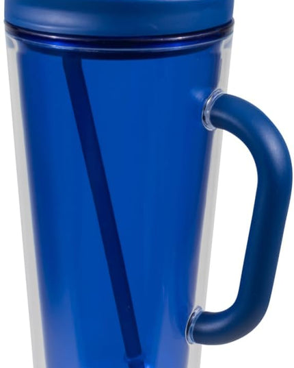 COOL GEAR 3-Pack 26 oz Spritz Tumbler with Straw and Handle | Pressure Fit Lid, Colored Re-Usable Tumbler Water Bottle with Straw and Handle - Blueberry Pack