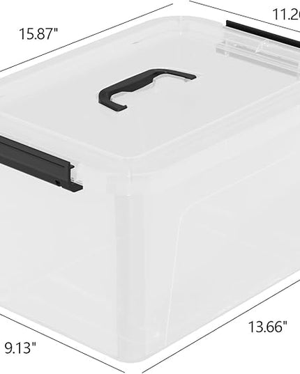 18 L Clear Latch Storage Bins with Handle, 4 Pack Plastic Storage Box with Lids