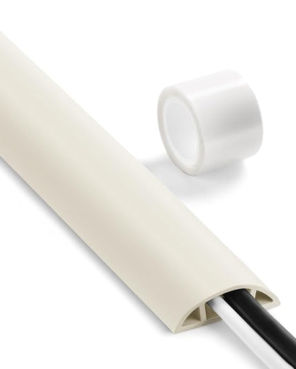 Floor Cable Cover 3ft Beige, LZEOY Cord Covers for Wires on Floor, Cord Hider Floor Cable Management, Extension Cord Floor Cover Low Profile, Floor Cord Cover for Office/Carpet/Floor