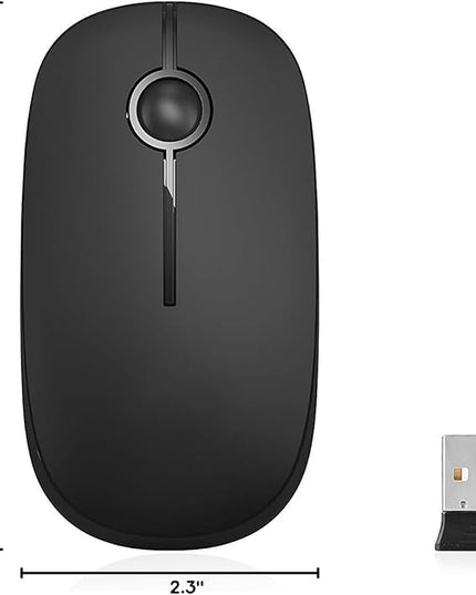 VssoPlor Wireless Mouse, 2.4G Slim Portable Computer Laptop Mouse with Nano Receiver Quiet Silent Optical Mice for Notebook, PC, Laptop, Computer-Black