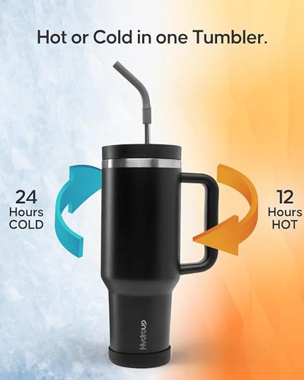 40oz Travel Tumbler Cup with Handle, Two-Way Slider Lid, Stainless Steel Straw with Silicone Tip, Vacuum Insulated Water Bottle for Hot & Cold Drinks, Great Gifts for Mom