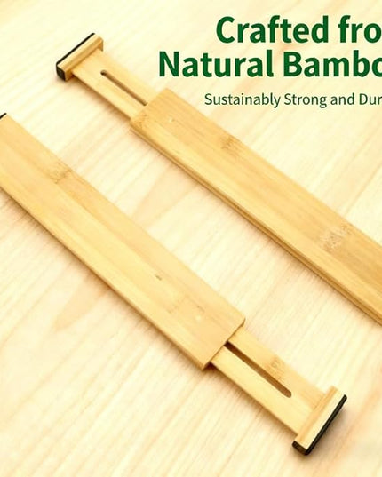 DZS Bamboo Drawer Organizer, 4-Pack Adjustable and Expandable Divider Insert for Kitchen, Bathroom, Office
