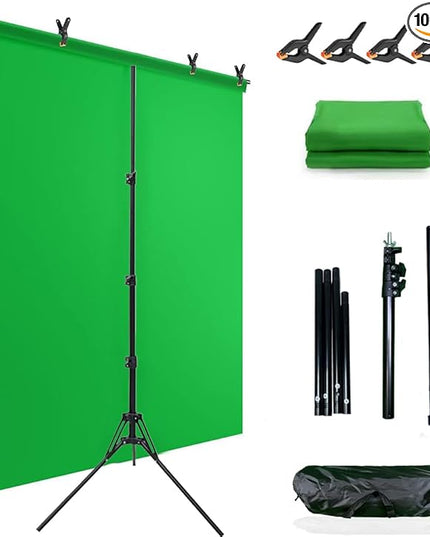 5x6.5ft Portable Green Screen Backdrop Kit with Stand - Includes Carry Bag & Clamps, Foldable Green ScreenBackground for Streaming, Video Recording, Zoom Meetings, Photography