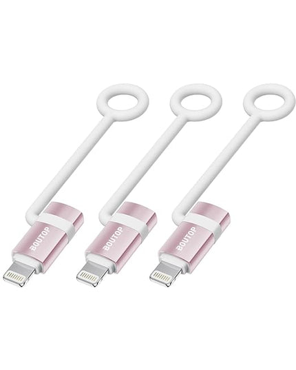 [MFi Certified] 36W USB C to Lightning Cable Adapter, Support Data Sync/PD Fast Charging Compatible with iPhone iPad AirPods, with Anti-Lost Holder - Rose Gold 3 Pack