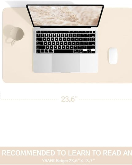 YSAGi Non-Slip Leather Desk Pad, Desk Matt for Desktop, Waterproof Laptop Computer Keyboard Mat, Table Protector Blotter Mat, Large Mouse Pad for Office/Work/Home/Decor(Beige, 23.6" x 13.7")