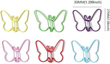 60 Pcs Cute Creative Colorful Butterfly Shape Metal Paperclips for Office & Personal Use. (6 Colors, Each Color 10 Pcs)