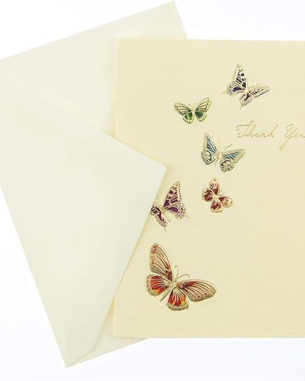 Graphique Butterflies La Petite Presse Boxed Thank You Notes - 10 Cards with Matching Envelopes and Storage Box, 3.25" x 4.75"