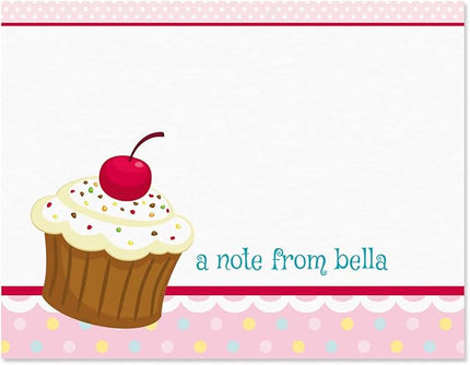 Current Sweet Icing Cupcake Personalized Note Cards - 24 Cards with White Envelopes, 4¼ x 5½ Inch Size, Blank Stationery, Add Names or Text, For Thank You Notes, Invitations, & Announcements