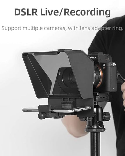 AMBITFUL Portable Teleprompter Kit - 7.5'' Mini Teleprompter with Desktop Tripod &Remote Control for Phone and DSLR Recording